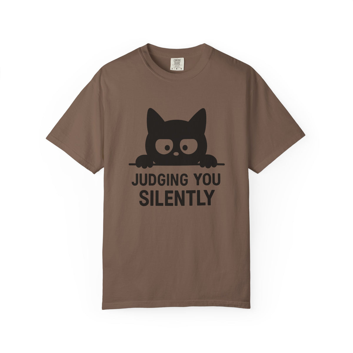 Playful Cat Graphic "Judging You Silently" T-Shirt