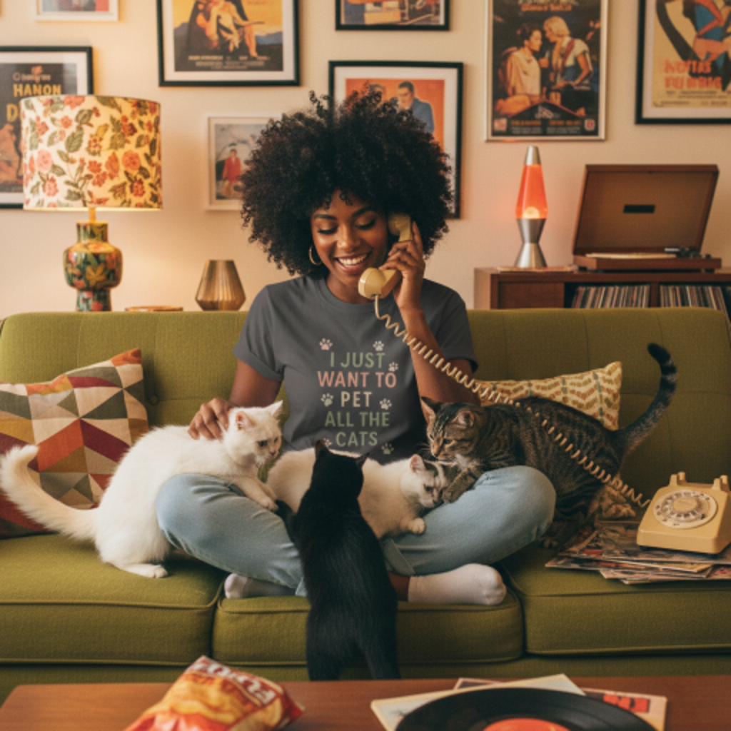 Cat Lover's "I Just Want To Pet All The Cats" T-Shirt