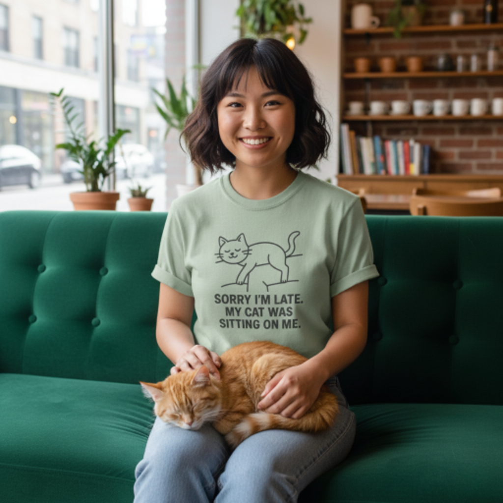 Funny Cat T-Shirt "Sorry I'm Late My Cat..."